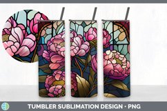 Stained Glass Peony Flowers Tumbler | Sublimation 20 oz Skin Product Image 6