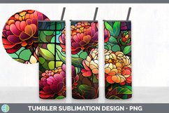 Stained Glass Peony Flowers Tumbler | Sublimation 20 oz Skin Product Image 7