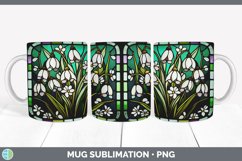 Stained Glass Snowdrop Flowers Mug Wrap | Sublimation Coffee Product Image 2