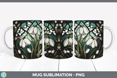 Stained Glass Snowdrop Flowers Mug Wrap | Sublimation Coffee Product Image 3
