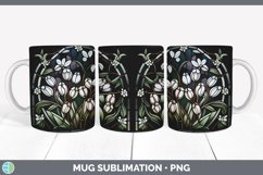 Stained Glass Snowdrop Flowers Mug Wrap | Sublimation Coffee Product Image 5
