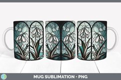 Stained Glass Snowdrop Flowers Mug Wrap | Sublimation Coffee Product Image 6
