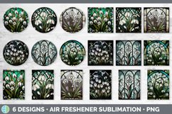 Stained Glass Snowdrop Flowers Air Freshener | Sublimation C Product Image 2