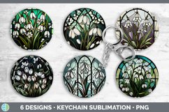 Stained Glass Snowdrop Flowers Keychain | Sublimation Keyrin Product Image 2
