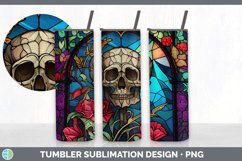 Stained Glass Floral Skulls Tumbler | Sublimation 20 oz Skin Product Image 2