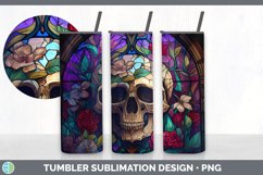 Stained Glass Floral Skulls Tumbler | Sublimation 20 oz Skin Product Image 4