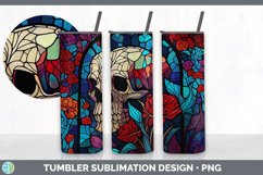 Stained Glass Floral Skulls Tumbler | Sublimation 20 oz Skin Product Image 5