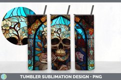 Stained Glass Floral Skulls Tumbler | Sublimation 20 oz Skin Product Image 6