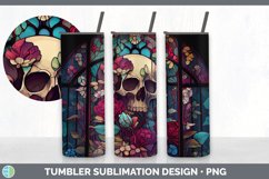 Stained Glass Floral Skulls Tumbler | Sublimation 20 oz Skin Product Image 7
