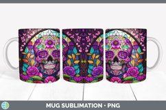 Stained Glass Sugar Skulls Mug Wrap | Sublimation Coffee Cup Product Image 2