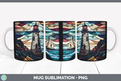 Stained Glass Lighthouse Mug Wrap | Sublimation Coffee Cup Product Image 3