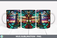 Stained Glass Lighthouse Mug Wrap | Sublimation Coffee Cup Product Image 5