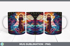 Stained Glass Lighthouse Mug Wrap | Sublimation Coffee Cup Product Image 7