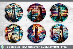 Stained Glass Lighthouse Car Coaster | Sublimation Coaster D Product Image 2