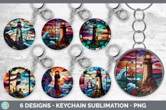 Stained Glass Lighthouse Keychain | Sublimation Keyrings Product Image 1