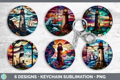 Stained Glass Lighthouse Keychain | Sublimation Keyrings Product Image 2