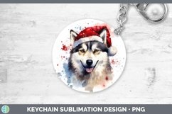 Dog Santa Hat Husky Keychain Sublimation Keyring Designs Product Image 1
