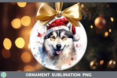 Dog Santa Hat Husky Ornament Sublimation Bauble Designs Product Image 1