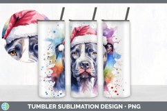 Dog Santa Hat Pit Bull Tumbler Sublimation 20 oz Skinny Tumb Product Image 1