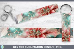 Pearl Christmas Poinsettia Key Fob Sublimation Wristlet Desi Product Image 1