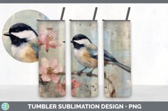 Vintage Chickadee Bird Tumbler | Sublimation 20 oz Skinny Tu Product Image 2