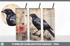 Vintage Crow Bird Tumbler | Sublimation 20 oz Skinny Tumbler Product Image 3