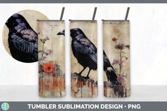 Vintage Crow Bird Tumbler | Sublimation 20 oz Skinny Tumbler Product Image 6