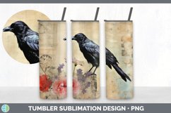 Vintage Crow Bird Tumbler | Sublimation 20 oz Skinny Tumbler Product Image 7