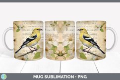 Vintage Goldfinch Bird Mug Wrap | Sublimation Coffee Cup Des Product Image 5