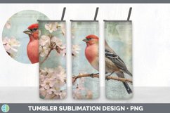Vintage Pine Grosbeak Bird Tumbler | Sublimation 20 oz Skinn Product Image 3
