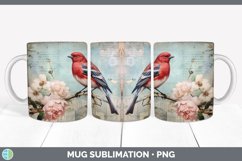 Vintage Pine Grosbeak Bird Mug Wrap | Sublimation Coffee Cup Product Image 2