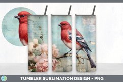 Vintage Pine Grosbeak Bird Tumbler | Sublimation 20 oz Skinn Product Image 4