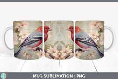 Vintage Pine Grosbeak Bird Mug Wrap | Sublimation Coffee Cup Product Image 3