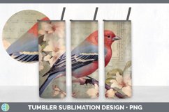 Vintage Pine Grosbeak Bird Tumbler | Sublimation 20 oz Skinn Product Image 5