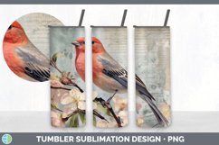 Vintage Pine Grosbeak Bird Tumbler | Sublimation 20 oz Skinn Product Image 6