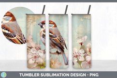 Vintage Sparrow Bird Tumbler | Sublimation 20 oz Skinny Tumb Product Image 5