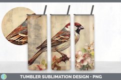 Vintage Sparrow Bird Tumbler | Sublimation 20 oz Skinny Tumb Product Image 7