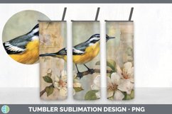 Vintage Warbler Bird Tumbler | Sublimation 20 oz Skinny Tumb Product Image 5