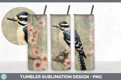 Vintage Downy Woodpecker Bird Tumbler | Sublimation 20 oz Sk Product Image 4
