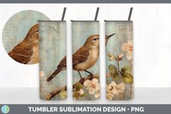 Vintage Wren Bird Tumbler | Sublimation 20 oz Skinny Tumbler Product Image 3