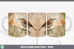 Vintage Wren Bird Mug Wrap | Sublimation Coffee Cup Designs Product Image 4