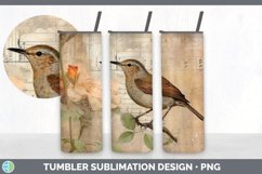 Vintage Wren Bird Tumbler | Sublimation 20 oz Skinny Tumbler Product Image 4