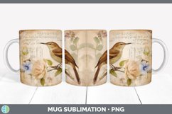 Vintage Wren Bird Mug Wrap | Sublimation Coffee Cup Designs Product Image 5