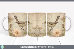 Vintage Wren Bird Mug Wrap | Sublimation Coffee Cup Designs Product Image 6