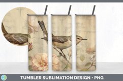 Vintage Wren Bird Tumbler | Sublimation 20 oz Skinny Tumbler Product Image 6