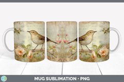 Vintage Wren Bird Mug Wrap | Sublimation Coffee Cup Designs Product Image 7