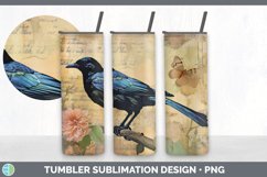 Vintage Grackle Bird Tumbler | Sublimation 20 oz Skinny Tumb Product Image 6