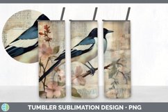 Vintage Magpie Bird Tumbler | Sublimation 20 oz Skinny Tumbl Product Image 2