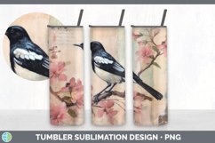 Vintage Magpie Bird Tumbler | Sublimation 20 oz Skinny Tumbl Product Image 3