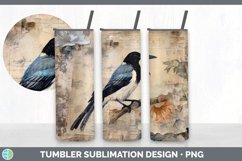 Vintage Magpie Bird Tumbler | Sublimation 20 oz Skinny Tumbl Product Image 4